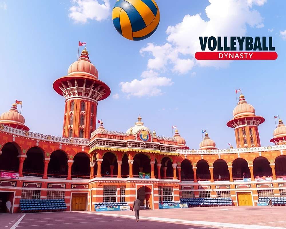 Volleyball Dynasty India stadium with Indian architecture style